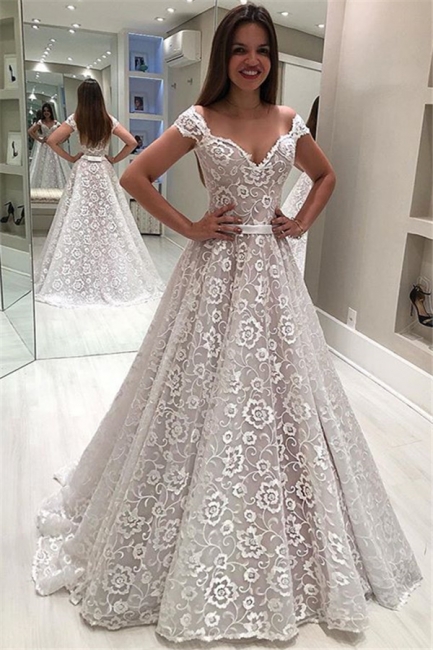 Robe de mariée princesse épaules nues | Robe de mariage princesse avec appliques