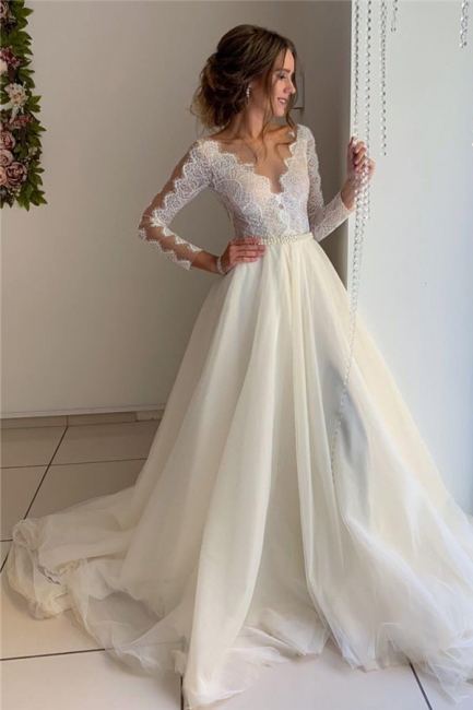 robe de mariée longue élégante avec dentelles en tulle