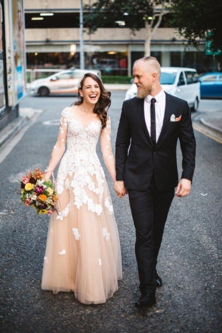 Forme Princesse Longueur ras du sol Tulle Robes de soirée mariée avec Dentelle