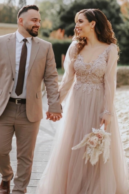 Robes de mariée modernes à manches | Robe de mariée en tulle