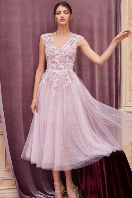 Robes de soirée élégantes rose | Robes de cocktail courtes en dentelle