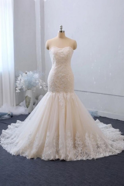 Robe de mariée élégante en dentelle sirène | Robes de mariée pas cher