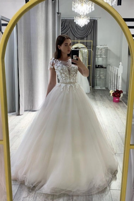 Robe de mariée design A ligne | Robe de mariée en tulle