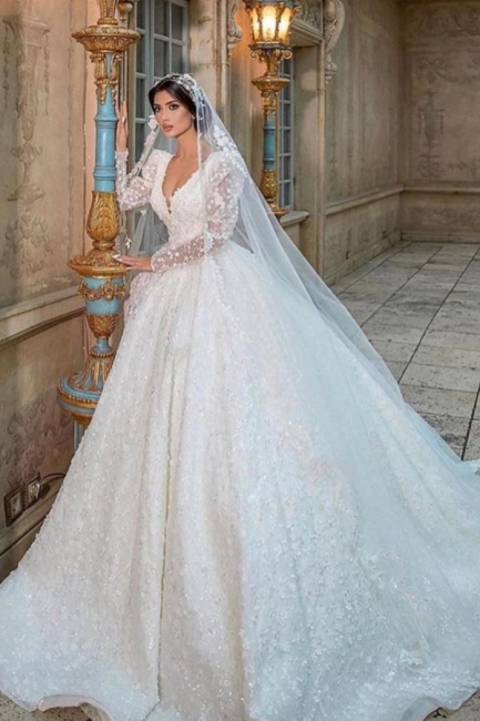 Robes de mariée de luxe princesse | Robes de mariée à manches