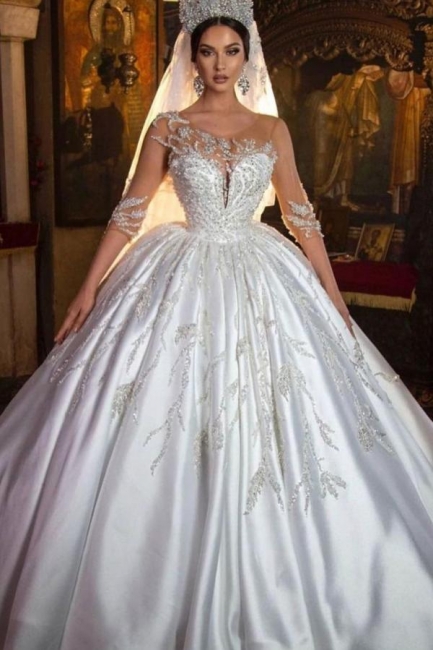 Robes de mariée extravagantes princesse | Robes de mariée à manches