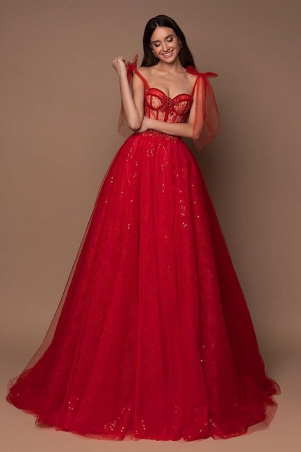 Robes de bal rouge pas cher | Robes de soirée longues paillettes