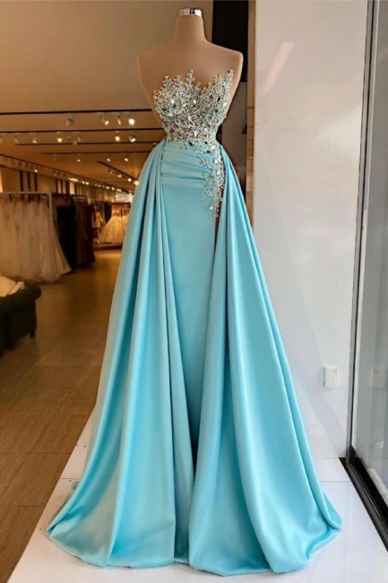 Robe de bal scintillante bleue | Robes de soirée longues en dentelle