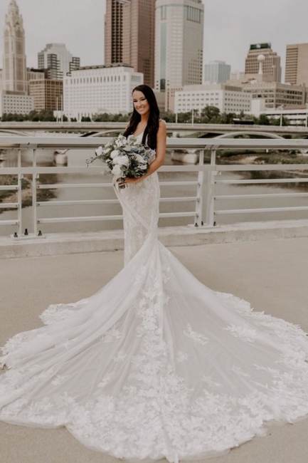 Robes de mariée élégantes en dentelle sirène | Robes de mariée bon marché