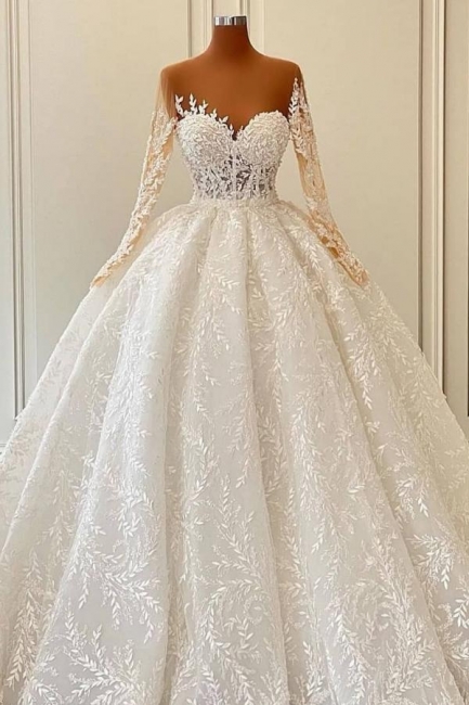 Superbes robes de mariée princesse | Robes de mariée en dentelle avec manches