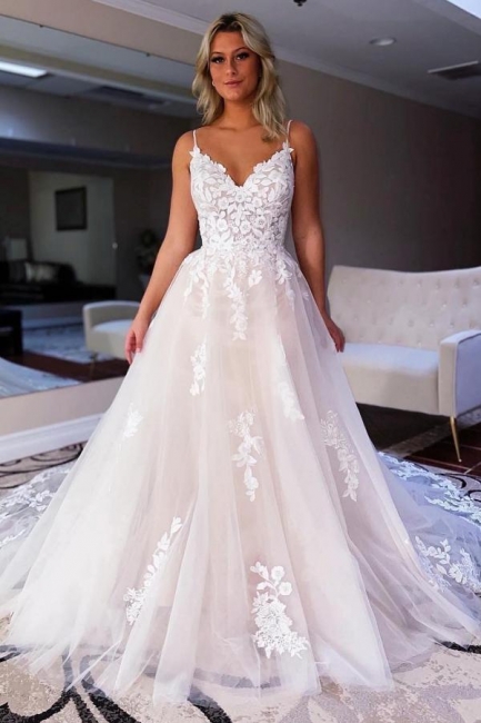 Robes de mariée simples ligne A | Robes de mariée avec dentelle