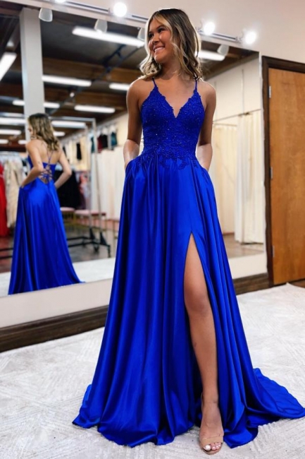 Robe de soirée bleue longue pas cher | Robes de bal de fin d'études simples