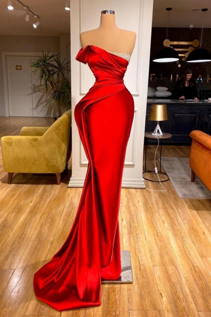 Robes de soirée bustier rouge avec perles glamour