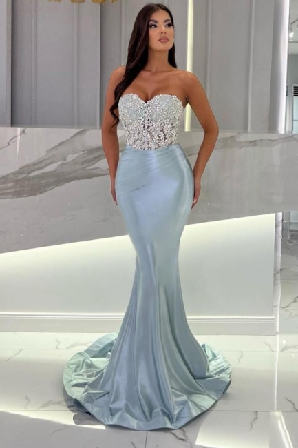 Robe de soirée sirène bustier avec perles chic et glamour