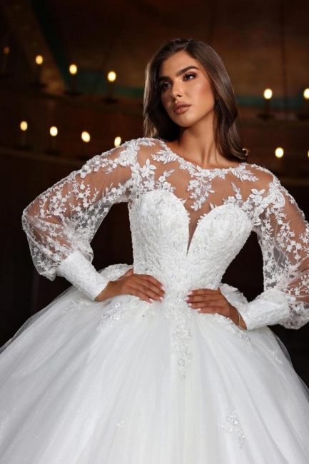 Belles robes de mariée princesse | Robes de mariée en dentelle avec manches