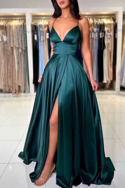 Robes de soirée simples vert foncé | Robes de bal longues pas cher