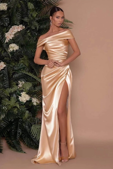 Robes de soirée simples champagne | Robes de bal longues pas cher