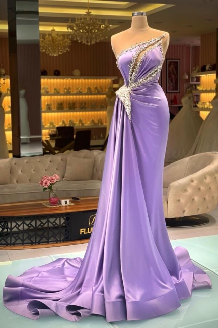 Robes de soirée lilas longues pas cher | Robes de bal élégantes avec des paillettes