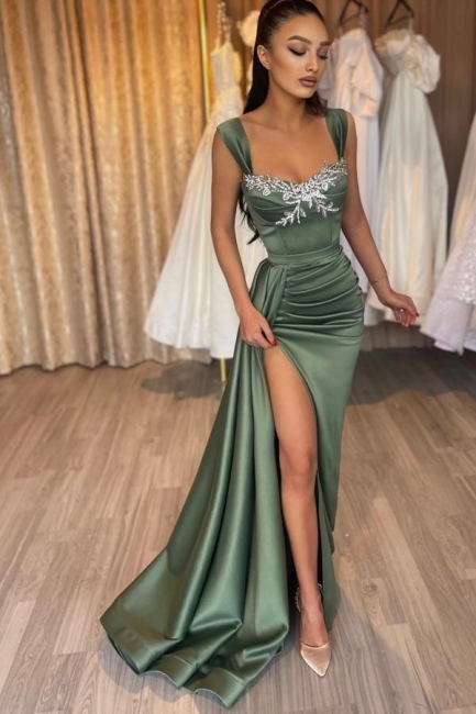 Robes de soirée vert poussiéreux longues | Robes de bal à paillettes