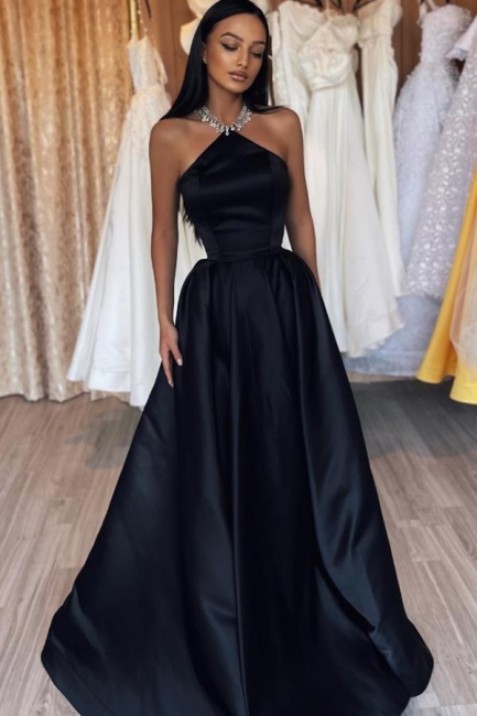 Robes de soirée simples longues noires | Robes de bal bon marché en ligne