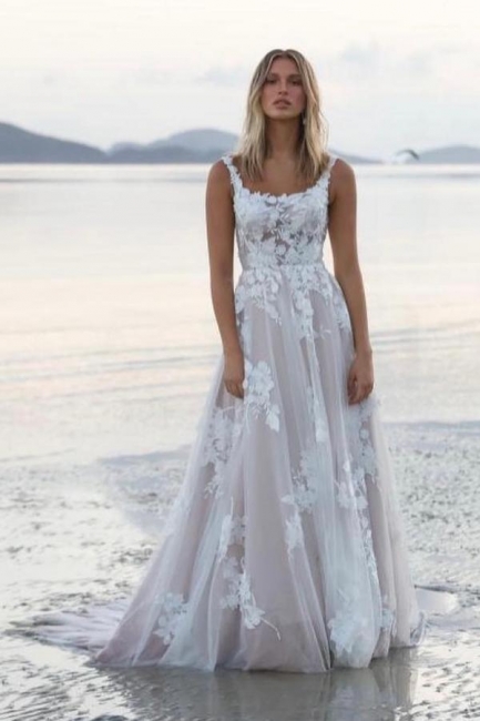 Robe de mariée Boho avec dentelle | Robes de mariée de créateurs Ligne A