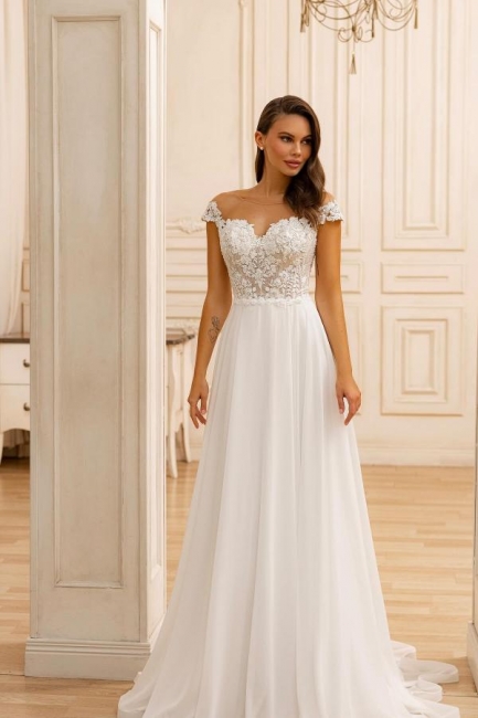 Belles robes de mariée Une ligne simple | Robes de mariée avec dentelle