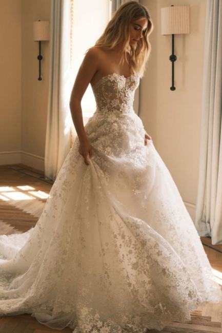 Magnifique robe de mariée ligne A | Robes de mariée dos nu