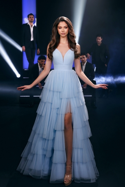 Robe de soirée bleue | Robes de bal longues en tulle