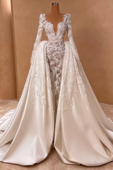 Belles robes de mariée décolleté en V | Robes de mariée avec dentelle