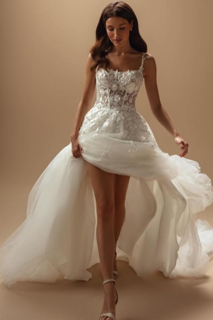 Belles robes de mariée A-line | Robe de mariée en dentelle et tulle