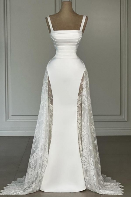 Robes de soirée simples, longues robes de bal blanches avec dentelle