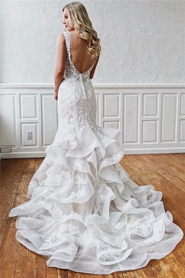 robe de mariée longue sirène dos nu en dentelle_2