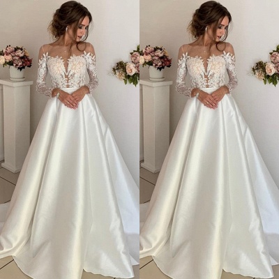 robe de mariée longue princesse en appliques dentelles avec manches longues_2