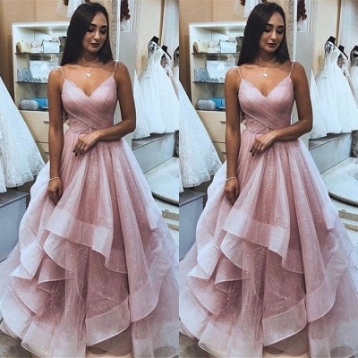 Robe de bal princesse bretelles fines | Robe de soirée princesse chic à volants_2