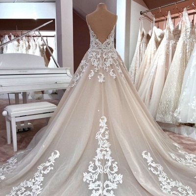 Robes de mariée de créateurs Une ligne | Robe de mariée décolleté V dentelle_3