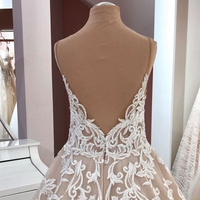 Robes de mariée de créateurs Une ligne | Robe de mariée décolleté V dentelle_4