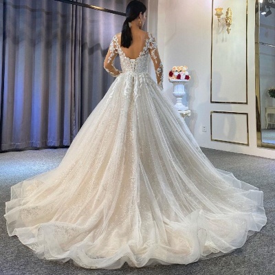 Robes de mariée princesse extravagantes | Robes de mariée en dentelle avec manches_3