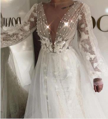 Belles Robes De Soirée Longues Blanches | Robes de bal en dentelle avec manches_2