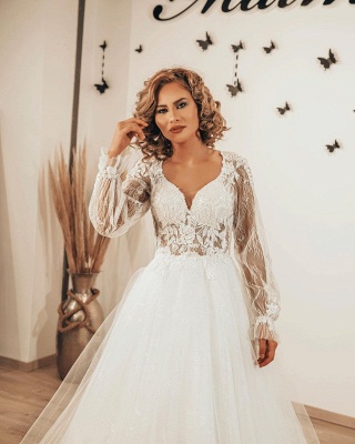 Robes de mariée de créateurs en dentelle | Robes de mariée bohème à manches_3