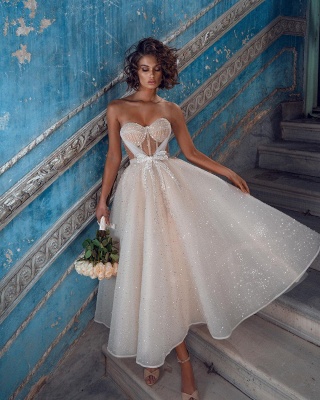 Superbes robes de mariée courtes | Robes de mariée paillettes pas cher_2