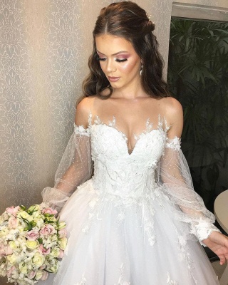 Robe de mariée de créateur Une ligne en dentelle | Robes de mariée à manches_4