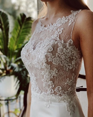 Robe de mariée simple en satin | Robes de mariée Ligne A en dentelle_5