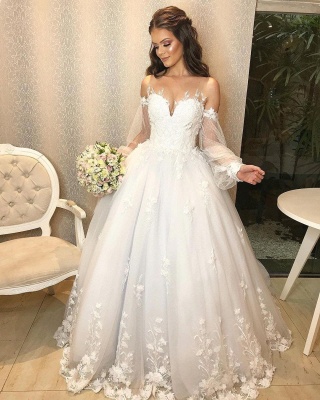 Robe de mariée de créateur Une ligne en dentelle | Robes de mariée à manches_3