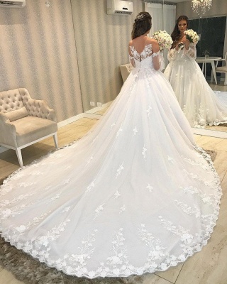 Robe de mariée de créateur Une ligne en dentelle | Robes de mariée à manches_5