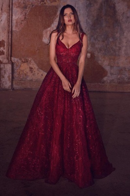 Robes de soirée longues paillettes | Robes De Bal Rouge Pas Cher_1