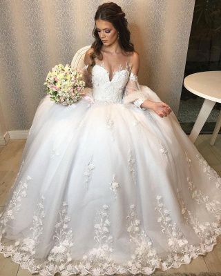 Robe de mariée de créateur Une ligne en dentelle | Robes de mariée à manches_8