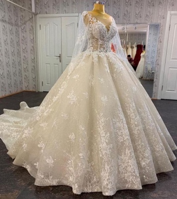 Robes de mariée princesse en dentelle | Robe de mariée à manches_2