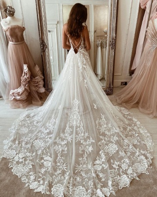 Robes de mariée simples en dentelle | Robes de mariée Une ligne pas cher_2