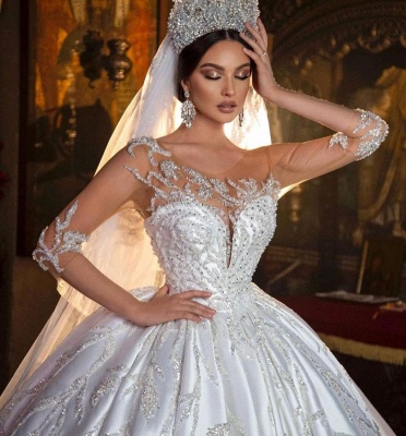 Robes de mariée extravagantes princesse | Robes de mariée à manches_5