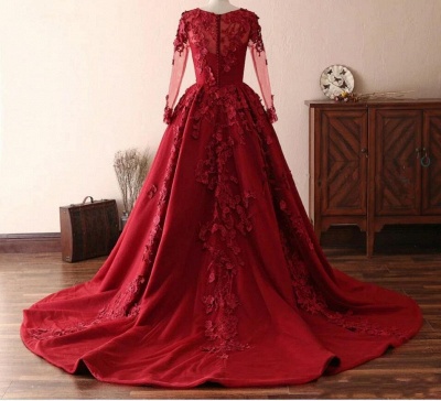 Robes de soirée élégantes avec manches en dentelle | Robes de bal longue rouge_2