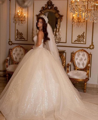 Robes de mariée princesse paillettes | Robes de mariée à manches_3